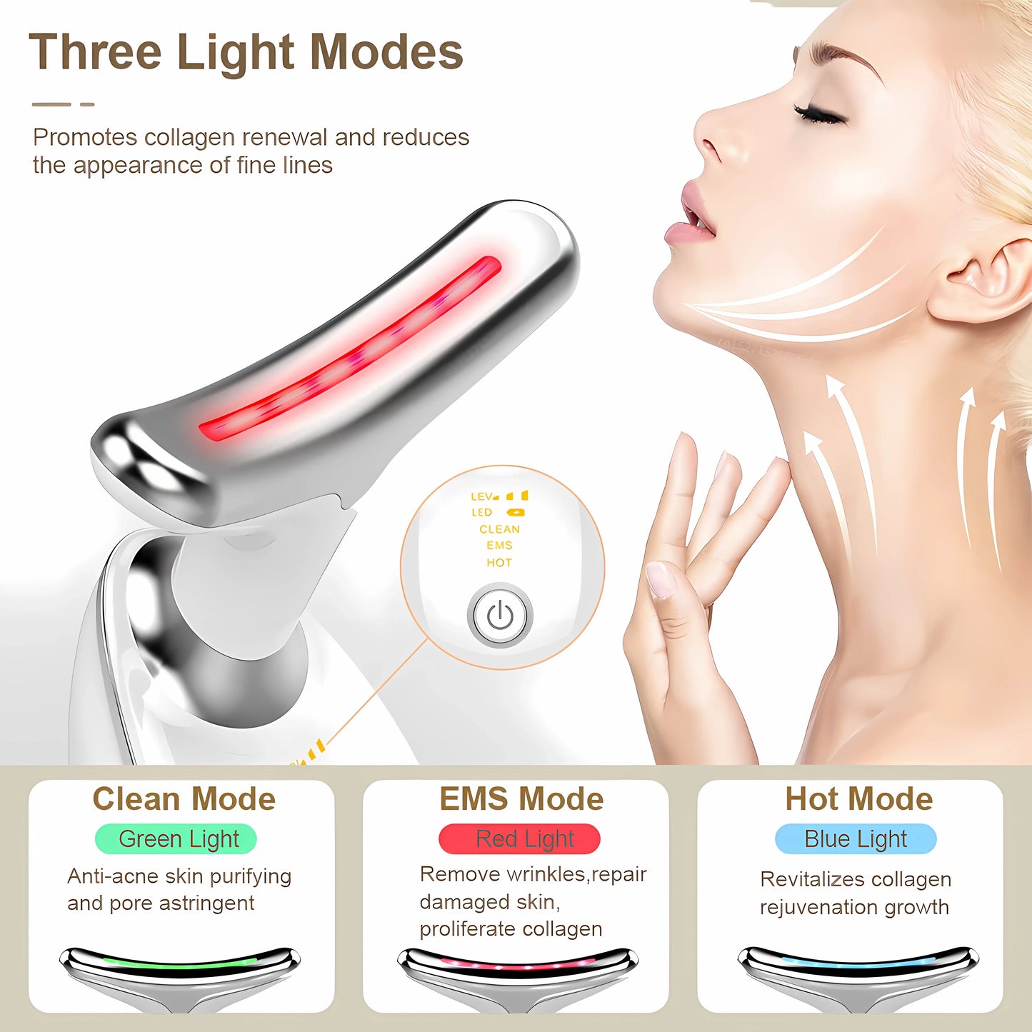 Radiance Lift Pro7 – 7-Color LED Anti-Wrinkle Facial & Neck Lifting Massager | Skin Tightening, Microcurrent & Vibration Therapy